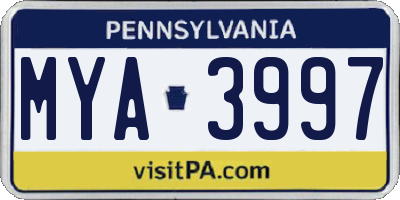 PA license plate MYA3997