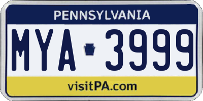 PA license plate MYA3999