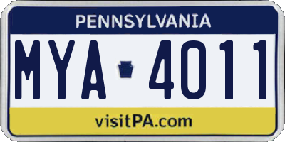 PA license plate MYA4011