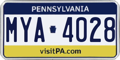 PA license plate MYA4028