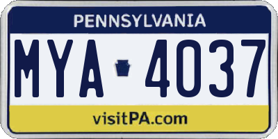PA license plate MYA4037
