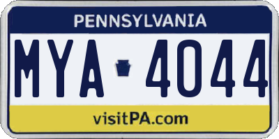 PA license plate MYA4044