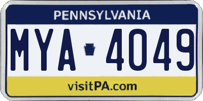 PA license plate MYA4049