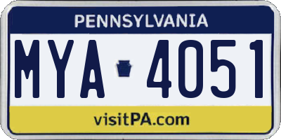 PA license plate MYA4051