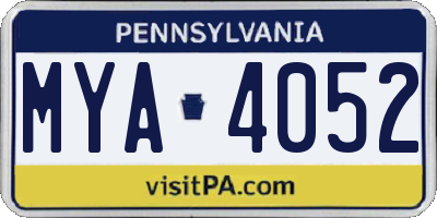 PA license plate MYA4052