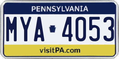 PA license plate MYA4053