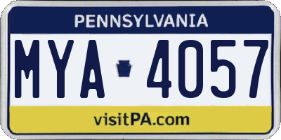 PA license plate MYA4057