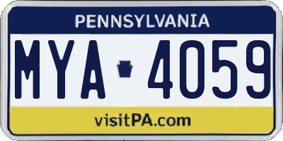 PA license plate MYA4059