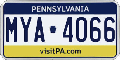 PA license plate MYA4066