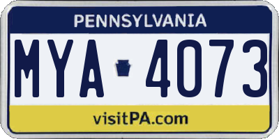 PA license plate MYA4073
