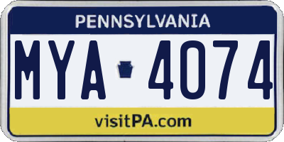 PA license plate MYA4074