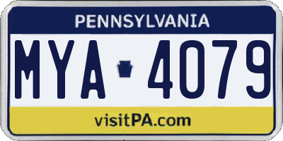 PA license plate MYA4079