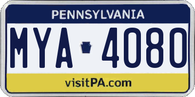 PA license plate MYA4080