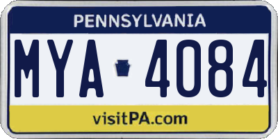PA license plate MYA4084