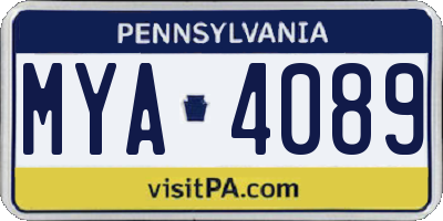 PA license plate MYA4089