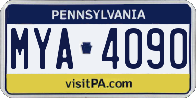 PA license plate MYA4090