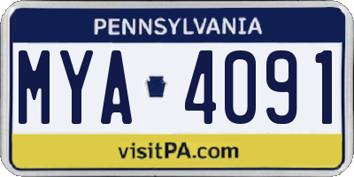 PA license plate MYA4091