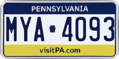 PA license plate MYA4093
