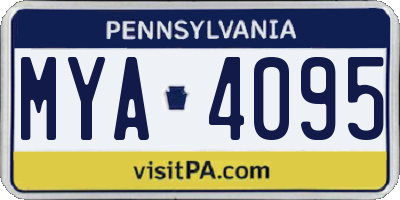 PA license plate MYA4095