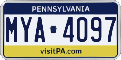 PA license plate MYA4097