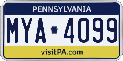 PA license plate MYA4099