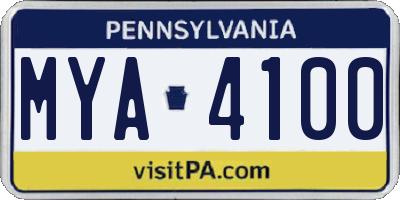PA license plate MYA4100