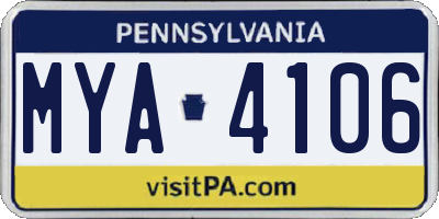 PA license plate MYA4106