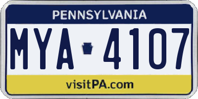 PA license plate MYA4107