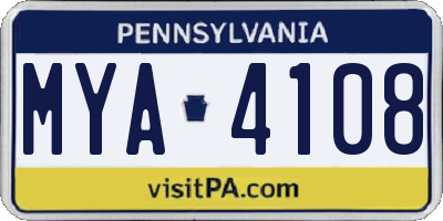 PA license plate MYA4108