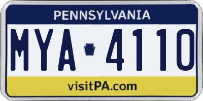 PA license plate MYA4110