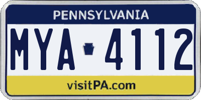 PA license plate MYA4112