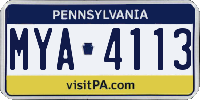 PA license plate MYA4113