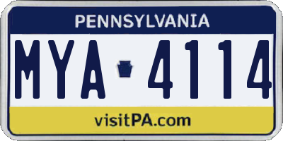 PA license plate MYA4114