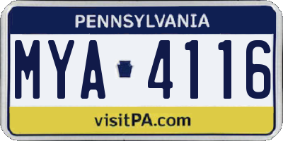PA license plate MYA4116