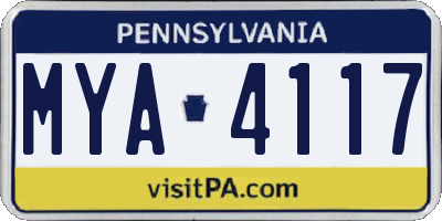 PA license plate MYA4117