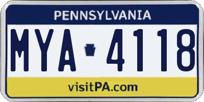 PA license plate MYA4118