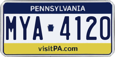 PA license plate MYA4120