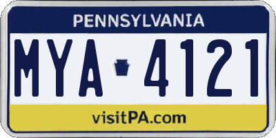 PA license plate MYA4121