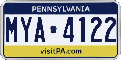PA license plate MYA4122