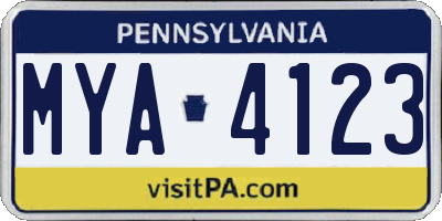 PA license plate MYA4123