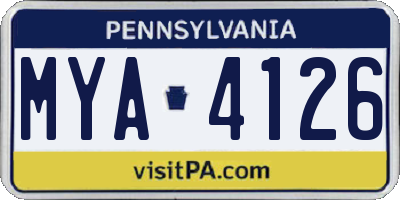 PA license plate MYA4126