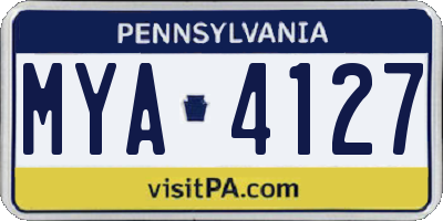 PA license plate MYA4127