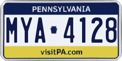 PA license plate MYA4128