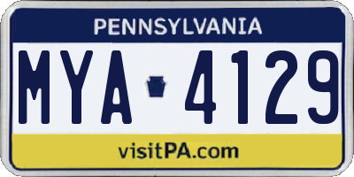 PA license plate MYA4129
