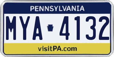PA license plate MYA4132