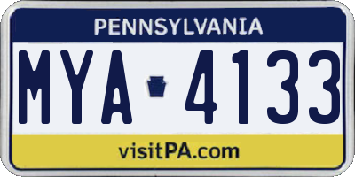 PA license plate MYA4133