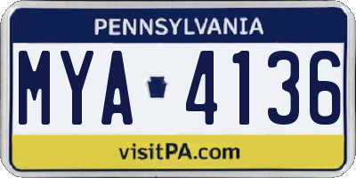 PA license plate MYA4136