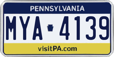 PA license plate MYA4139