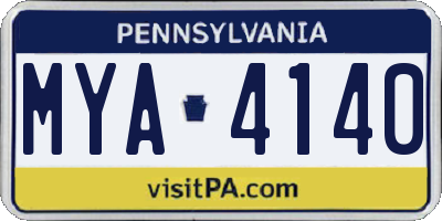 PA license plate MYA4140