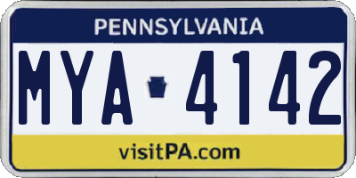 PA license plate MYA4142
